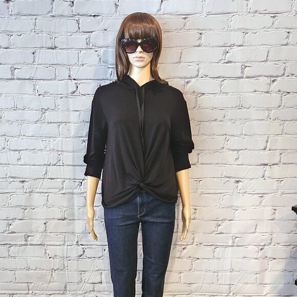 DREW - Black pullover front twist hoodie - Picture 3 of 11